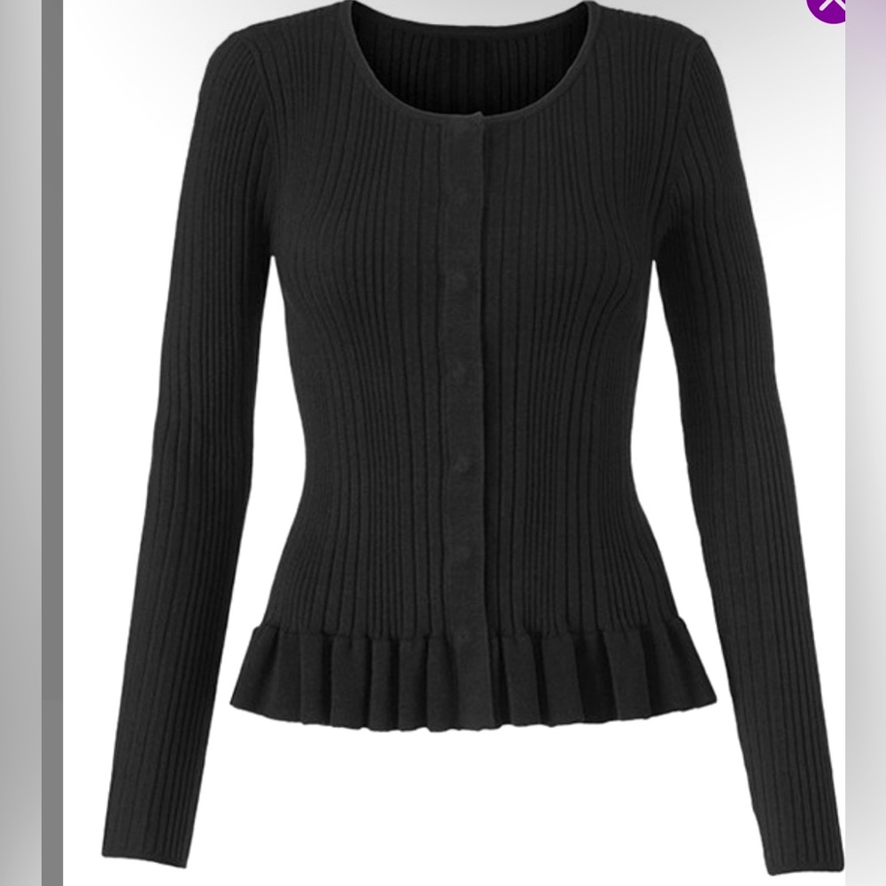 CABI Black Ribbed Party Cardigan